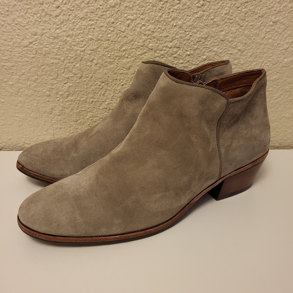 Sam Edelman Gray Petty Leather Heeled Ankle Booties Size 9M